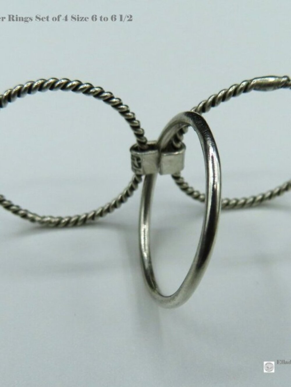 Sterling Silver Rings Set of 4 Size 6 to 6.5 - Picture 8 of 14
